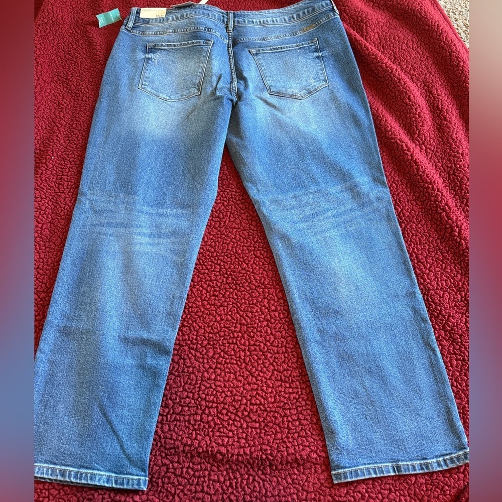 Kancan mid rise straight leg medium wash distressed jeans pants 22x30 plus size - Picture 4 of 8